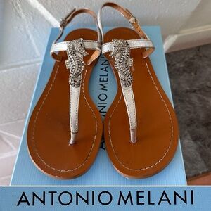 Antonio Melani Crystal Seahorse T-Strap Sandals